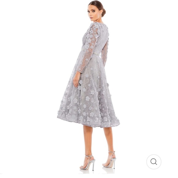 NWT Mac Duggal 67387 Floral Embellished Lace A-line Cocktail Sterling DRESS 8 - Picture 12 of 12